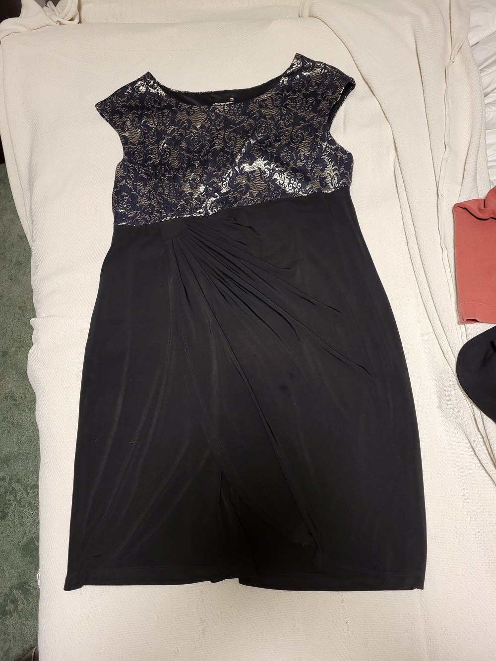 Black Evening Dress with Lace Bodice